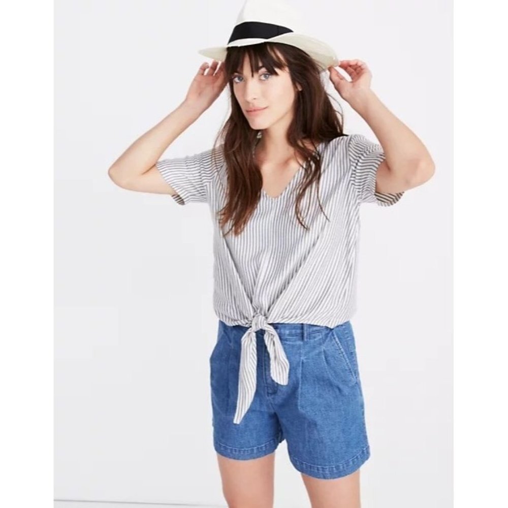 MADEWELL Novel Tie-Front Top in Stripe‎